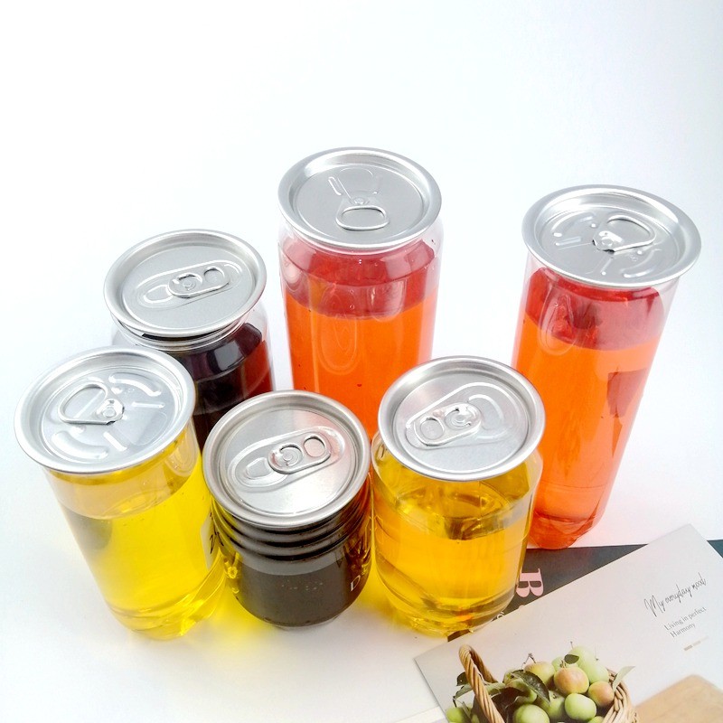 Easy Open Ends Lid 250ml Plastic Bottle Can For Juice Drinks