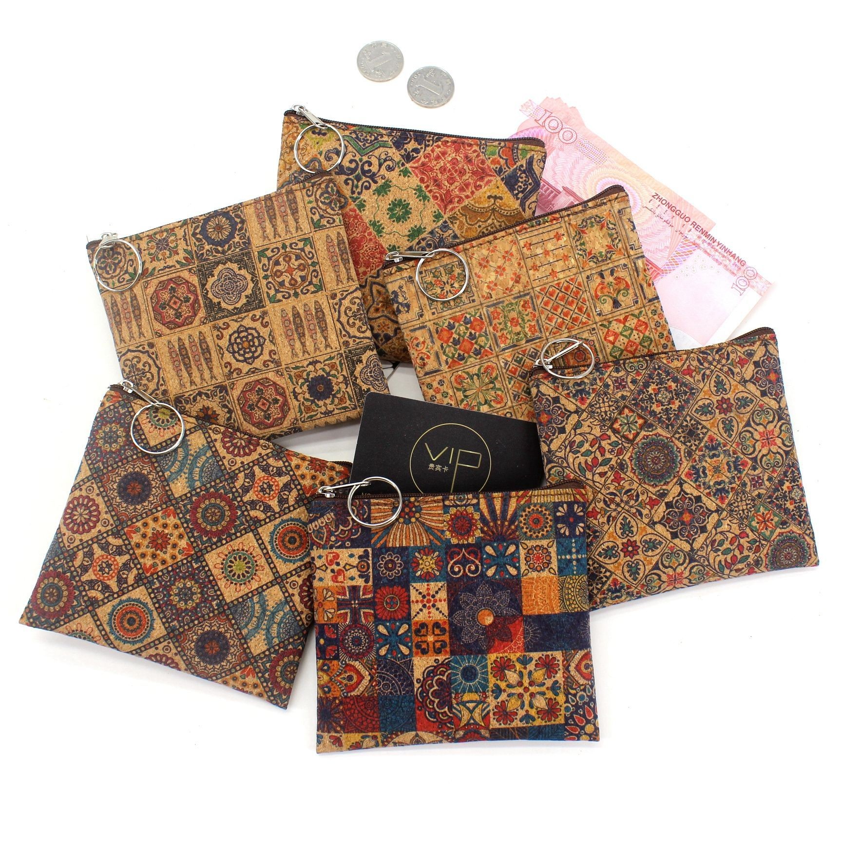 VINTAGE TRUE WOOD PRINT CORK COIN PURSE BARK PRINT COIN BAG KEY SMALL SQUARE BAG CASUAL NOSTALGIA CLUTCH BAG