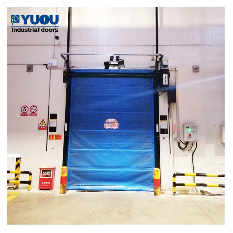 Sandwich Fabric High Speed Rolling Door Freezer Cold Storage With Heating Device