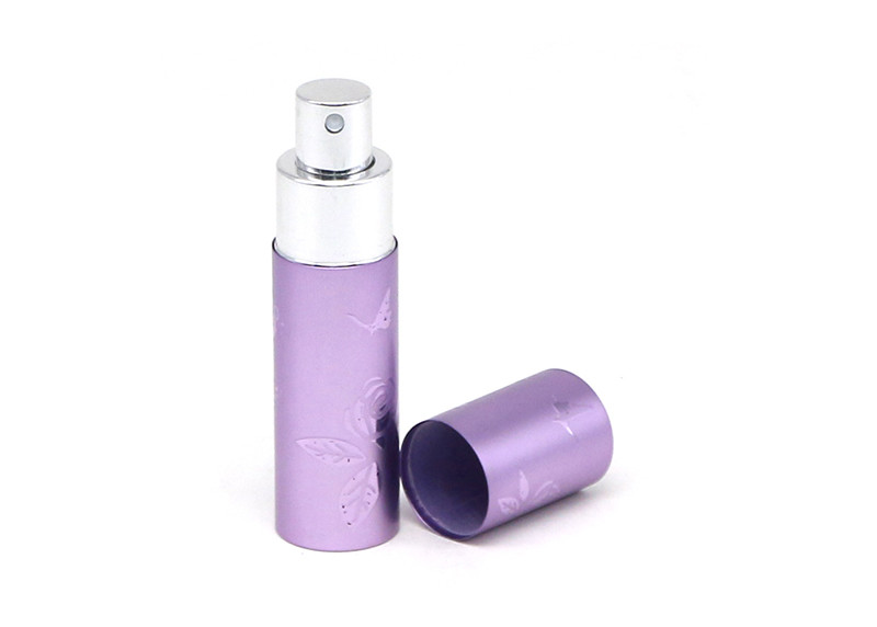 Purple Metal 15ml Mini Perfume Atomiser With Embossed Logo Oxidation Aluminum Case