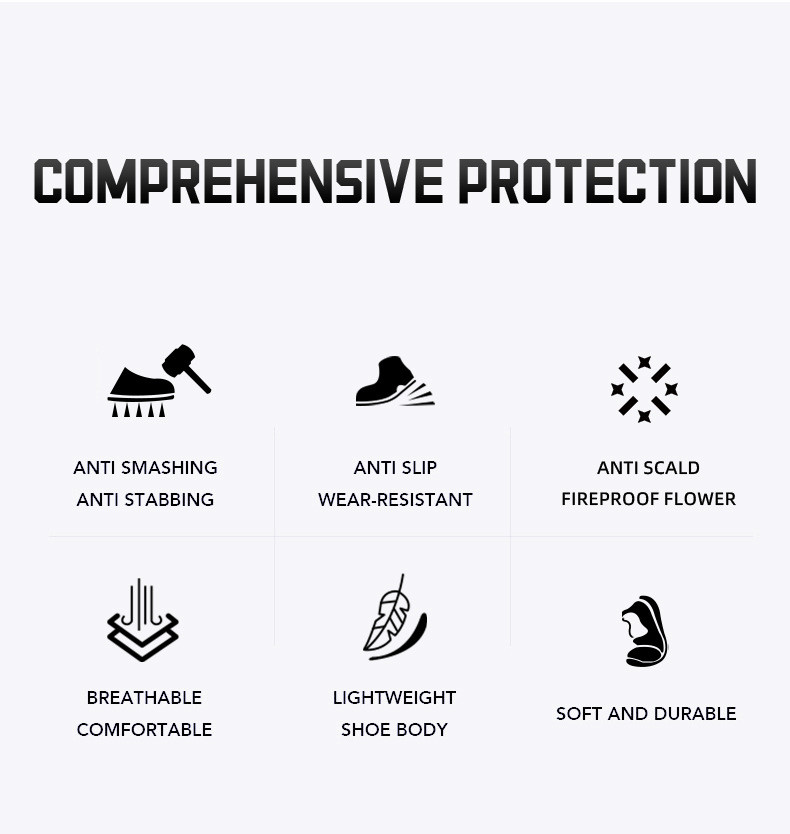 Microfiber Leather Flying Knit Safety Boots Kevlar Midsole Steel Toe Safety Shoes Rubber Work Shoes