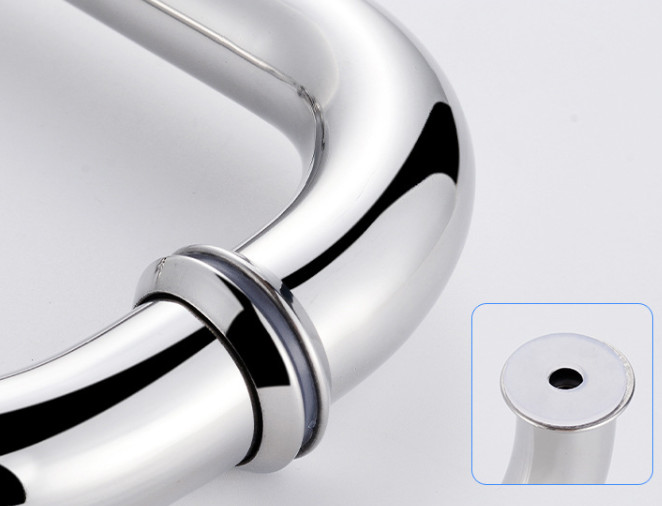 Hotel Round Tube Shower Door Glass Handle Seven And L Shaped High Strength