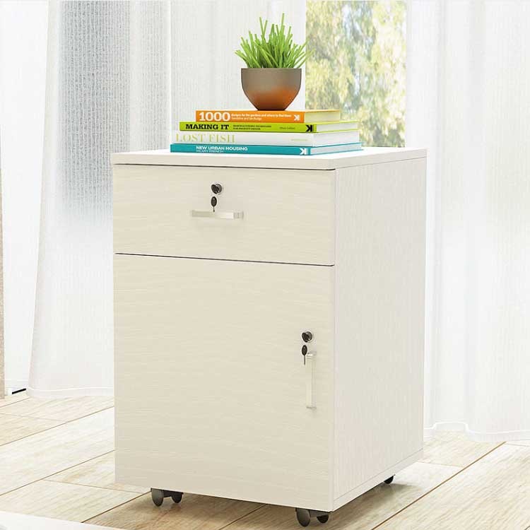 3 Drawer Rolling Pedestal File Cabinet Wood Lockable With Aluminum Alloy Handle