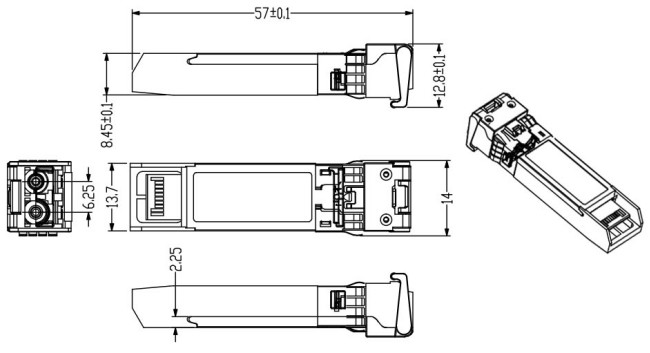 10Gb/S 1310nm Duplex LC Single Mode SFP Optical Transceiver