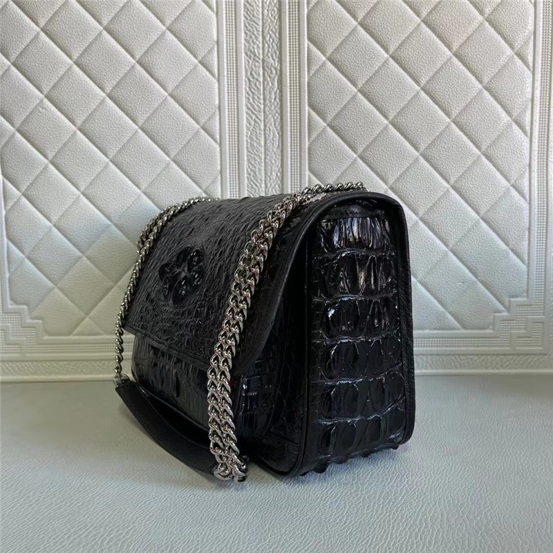 Authentic Crocodile Skin Women Flap Purse Genuine Alligator Leather Lady Chain Bag Female Single Cross Shoulder Bag