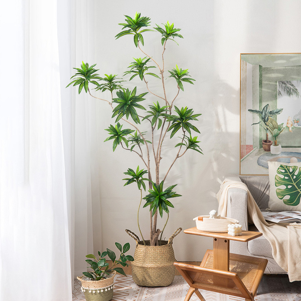 Artificial special-shaped dracaena Reflexa tree green home deco hotel office potted tree