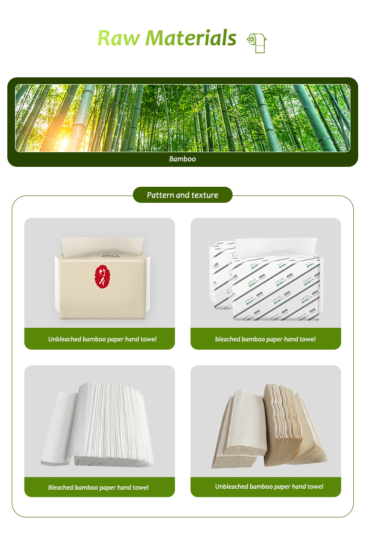 Unbleached Tri Fold Kitchen Tissue Paper Roll 2 Ply Bamboo Pulp Material
