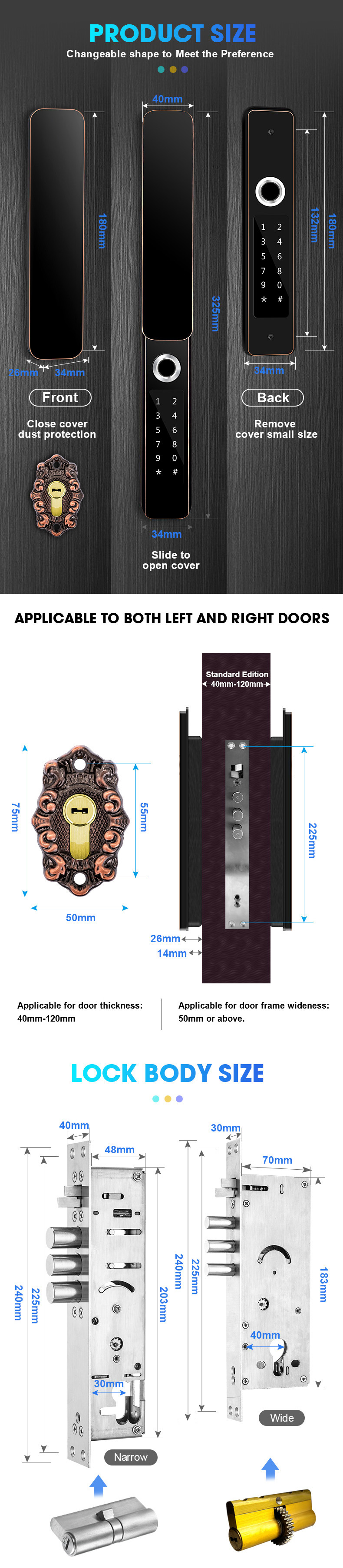 Waterproof Keyless IP68 French Security Automatic Front Door Locks