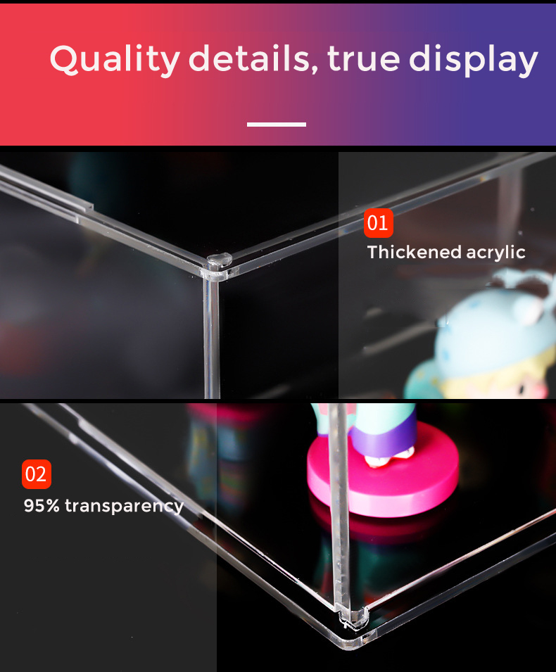 Durable Dust Free Acrylic Collapsible Storage Box Car Models Toy Figure Display Case
