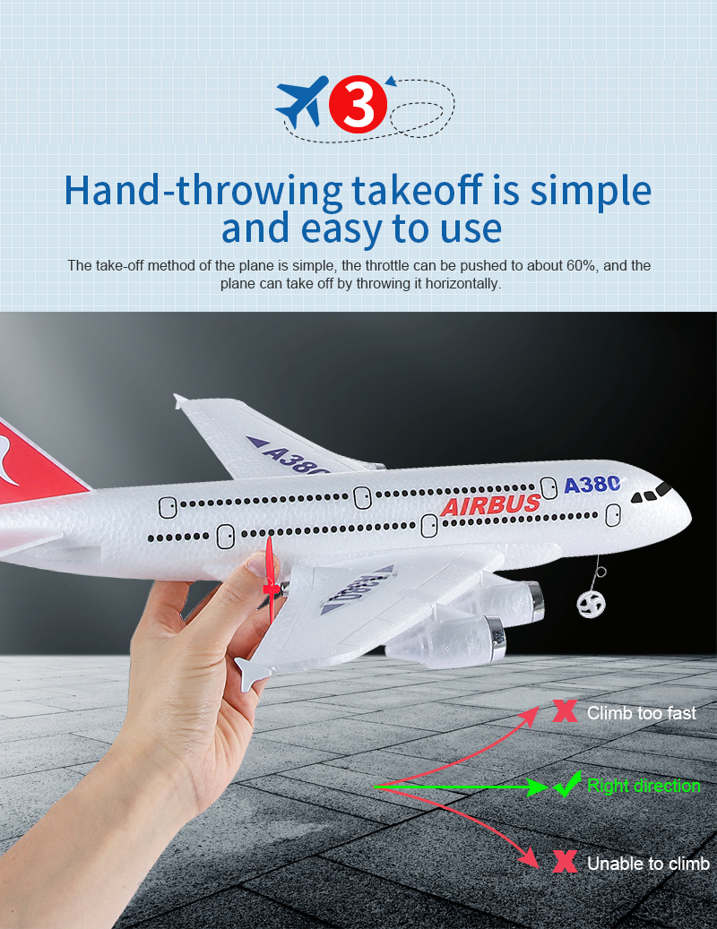 Features Auto Return 2.4 G Durable Styrofoam Airplane 70g Remote Control Model Toy Helicopter A380 Rc Aircraft Plane 110m Box