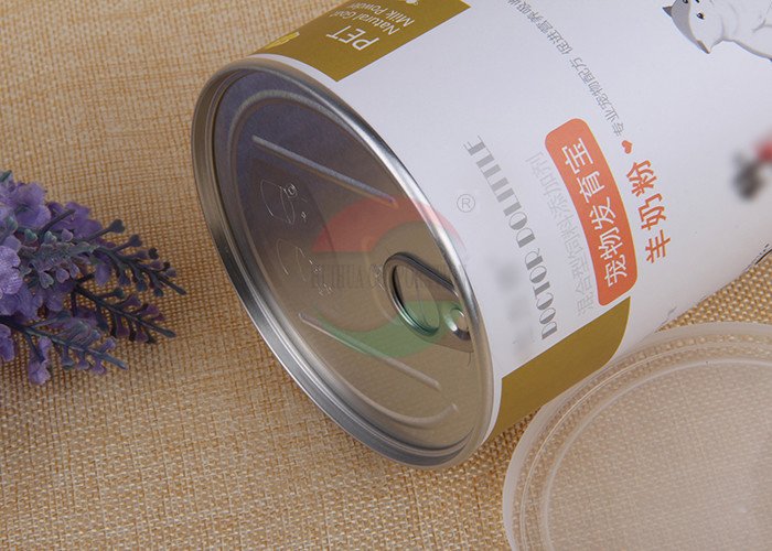 Glossy / Matte Lamination Paper Composite Cans With Transparent Plastic Cap