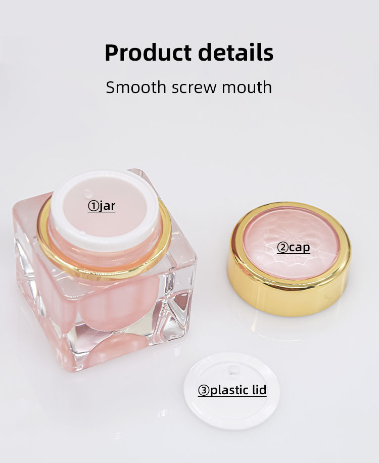 High-end Acrylic Skincare Set 15-30-50-100-120ml Square Lotion Bottle 15-30-50g Cream Jar