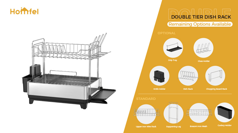 Rectangle Detachable Stainless Steel Dish Drying Rack For Compact Kitchen