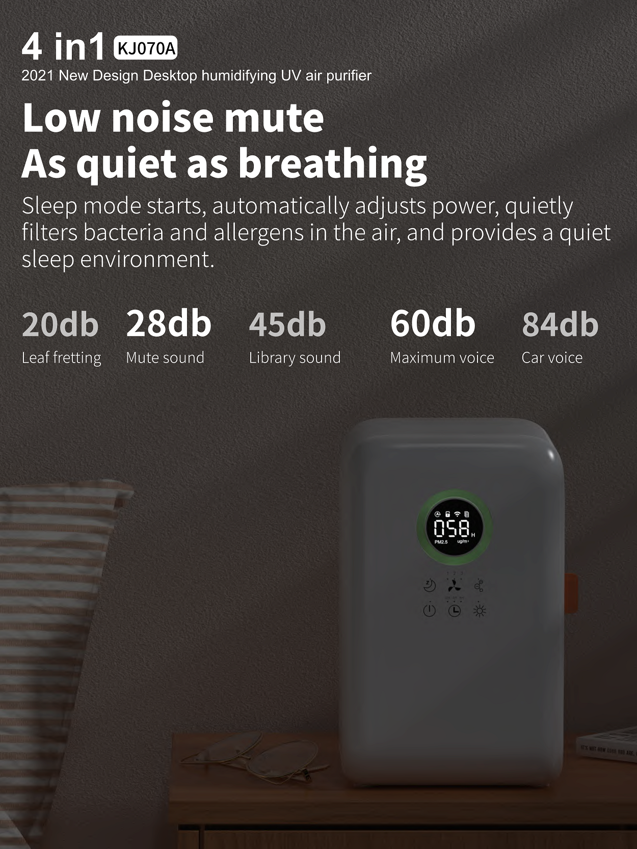 HOMEFISH Hepa Filter Household Air Purifier Ion Humidifier 400ml