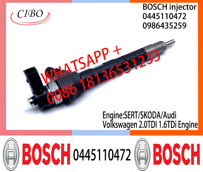 BOSCH injetor 0445110472 0986435259 ommon Rail Fuel Injector 0445110472 0986435259 For SERT/SKODA/Audi/Volkswagen 2.0TDI