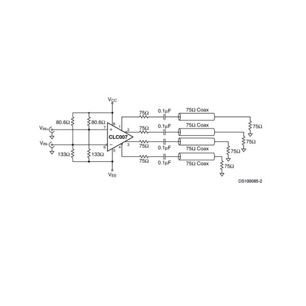 Serial Digital Cable Driver integrated circuit components with Dual Complementary Outputs , CLC007BMA