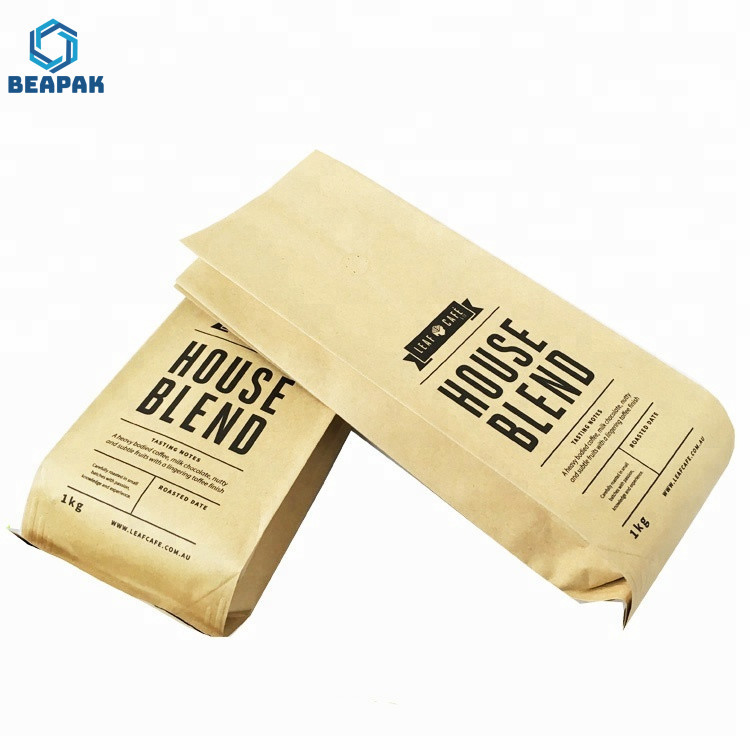 Printed Kraft Paper 180 Micron One Way Valve Coffee Bags