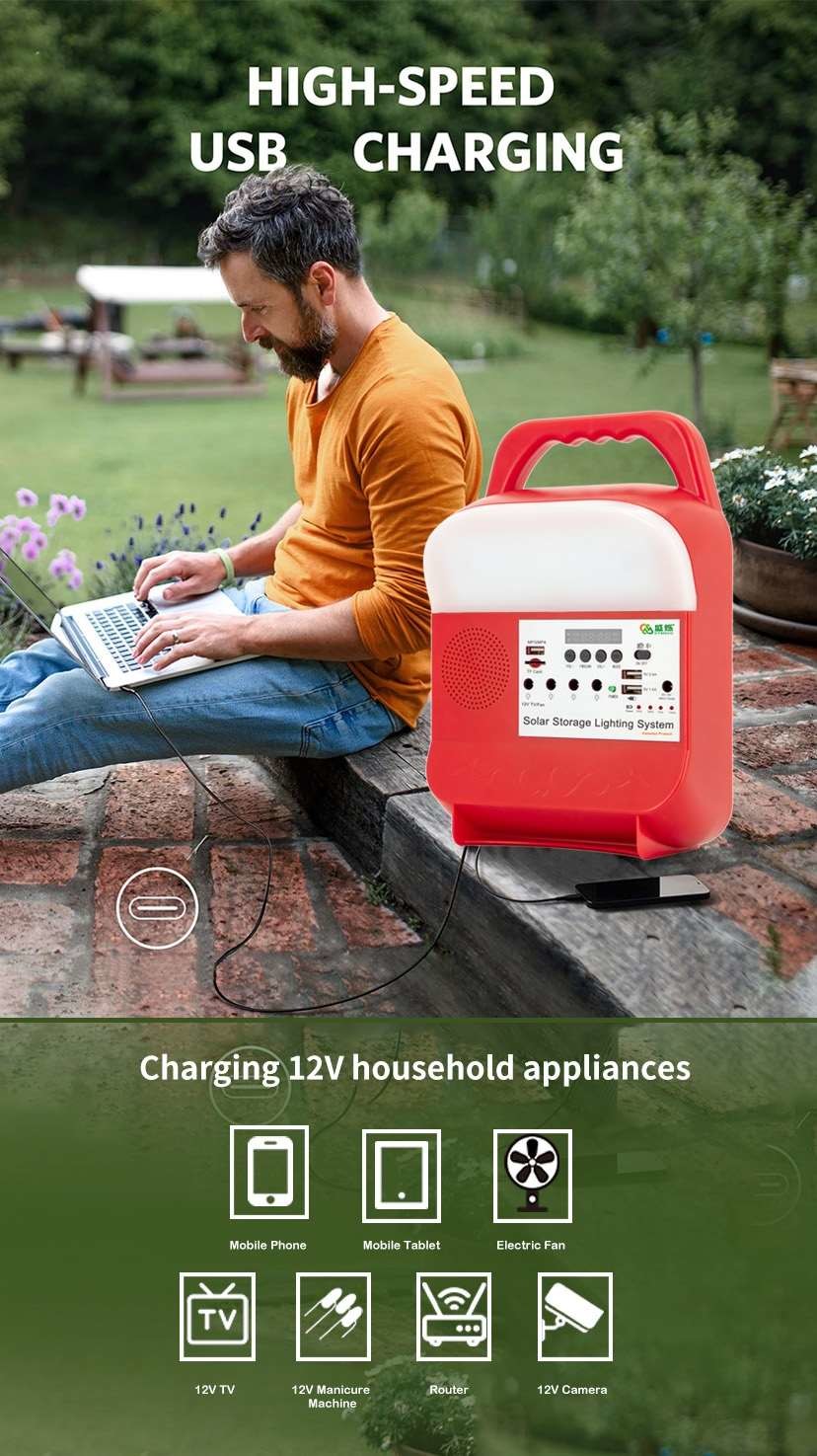 Home Energy Portable Solar System Light Converters Dc / Ac Way Mobile Charging Kits