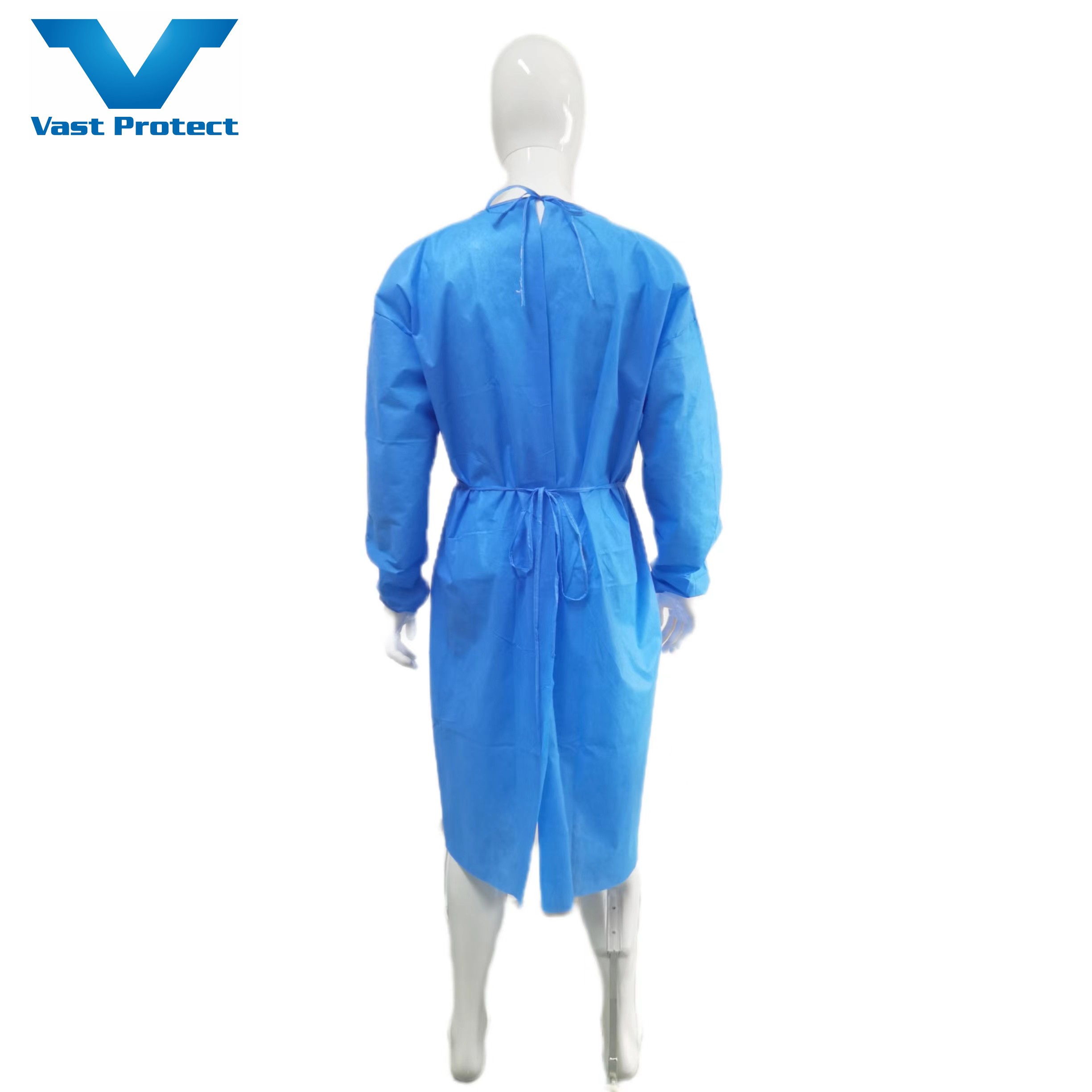 CE Certified Level 2 3 SMS Fabric Isolation Gown With Knitted Cuffs