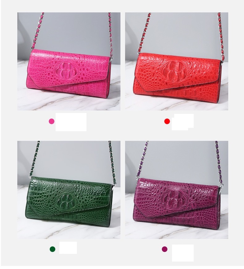 Authentic Crocodile Skin Women Envelop Purse Genuine Alligator Leather Lady Phone Clutch Bag Female Cross Shoulder Bag