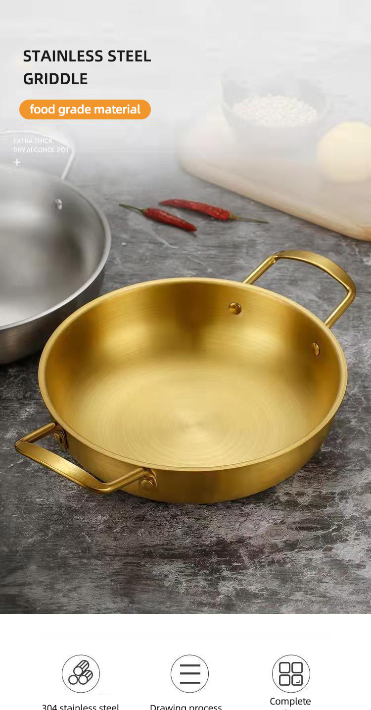 Wholesale Top Seller Kitchen Seaafood Cookware Pan Stainless Steel 304 Cooking Wok Paella Pan