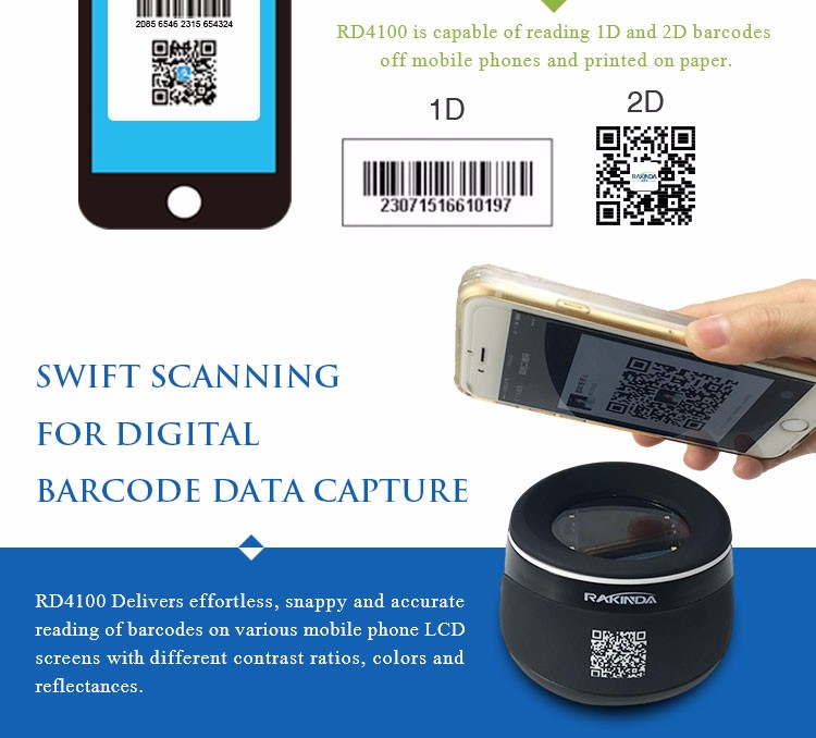 Hot Sale 1D 2D On-counter USB Smartphone Barcode Scanner for Mobile Payment