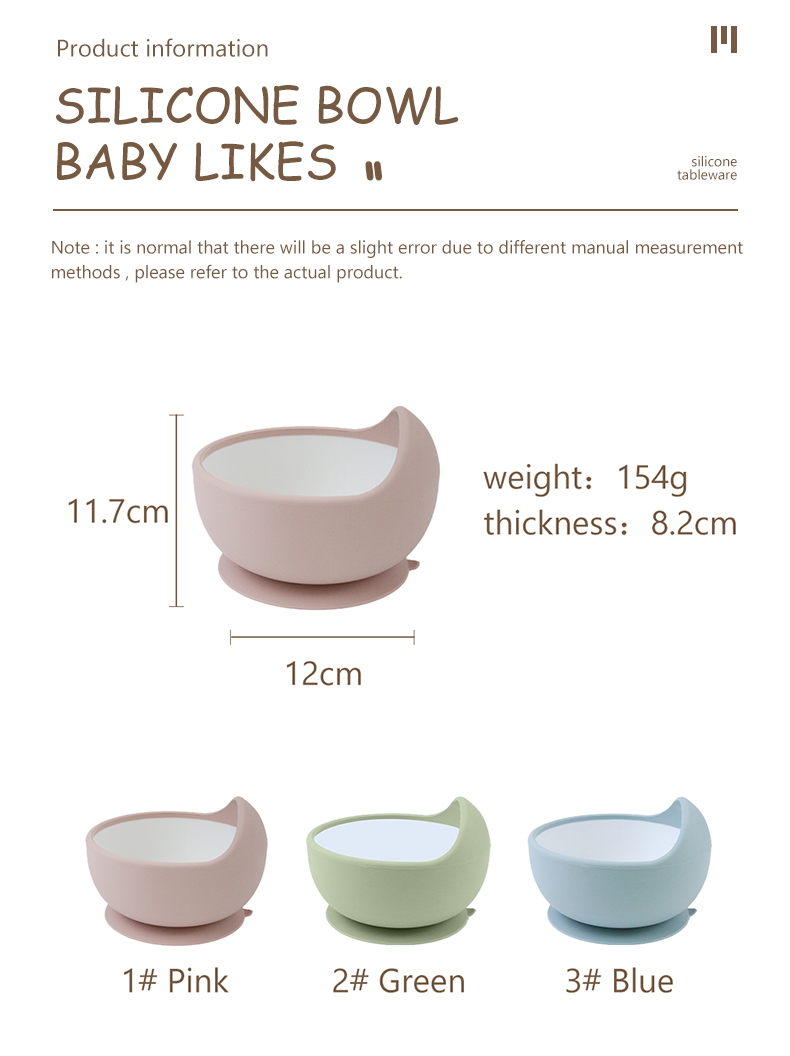 Custom BPA Free Baby Food Bowl Set , Food Grade Suction Baby Silicone Bowl
