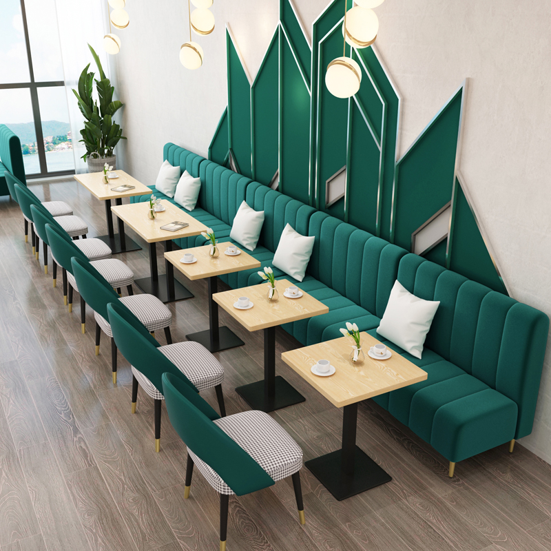 Outdoor Velvet Restaurant Dining Table And Chairs Set Fabric 160cm 180cm Modern