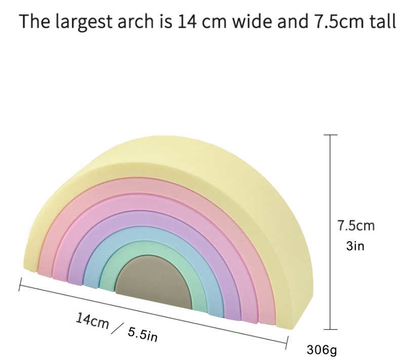 Rainbow Soft Silicone Block Baby Silicone Toys For Educational Colorful