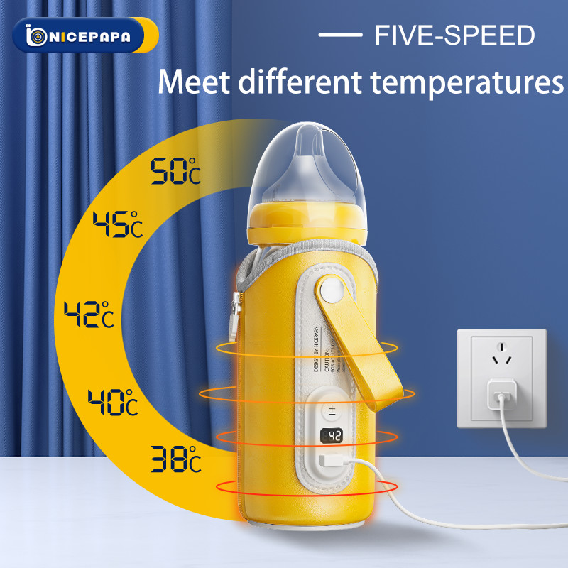 Straight Electric Portable Baby Bottle Warmer Five Speed LCD Display For Travel