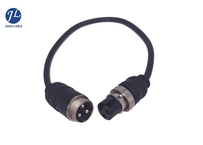 Ip67 Rear View Camera Aviation Cable 3 Pin M16 Male To Female Cable In Black