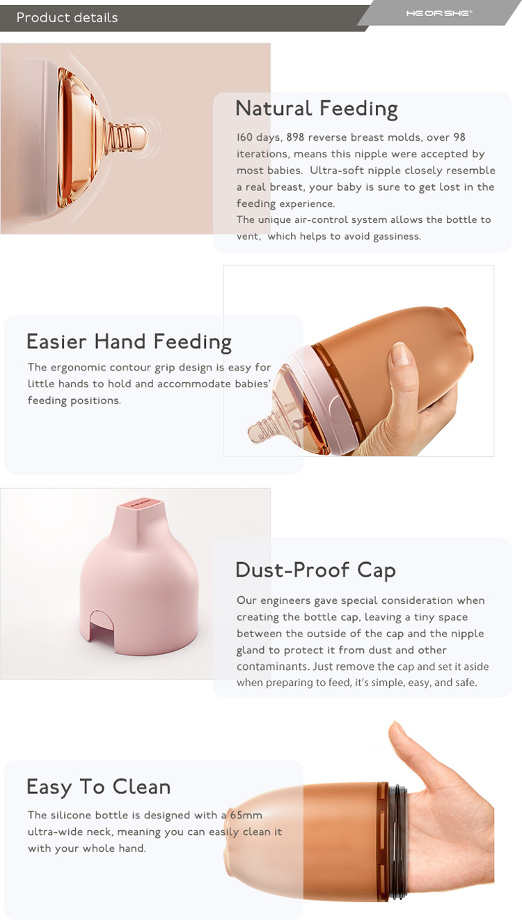 160ml 240ml Ultra Wide Neck HEORSHE Baby Bottle For Newborns