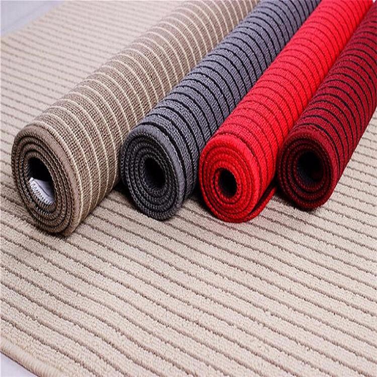 Ribbed Red Flat Door Mat / Polypropylene Outdoor Mats Striped Pattern