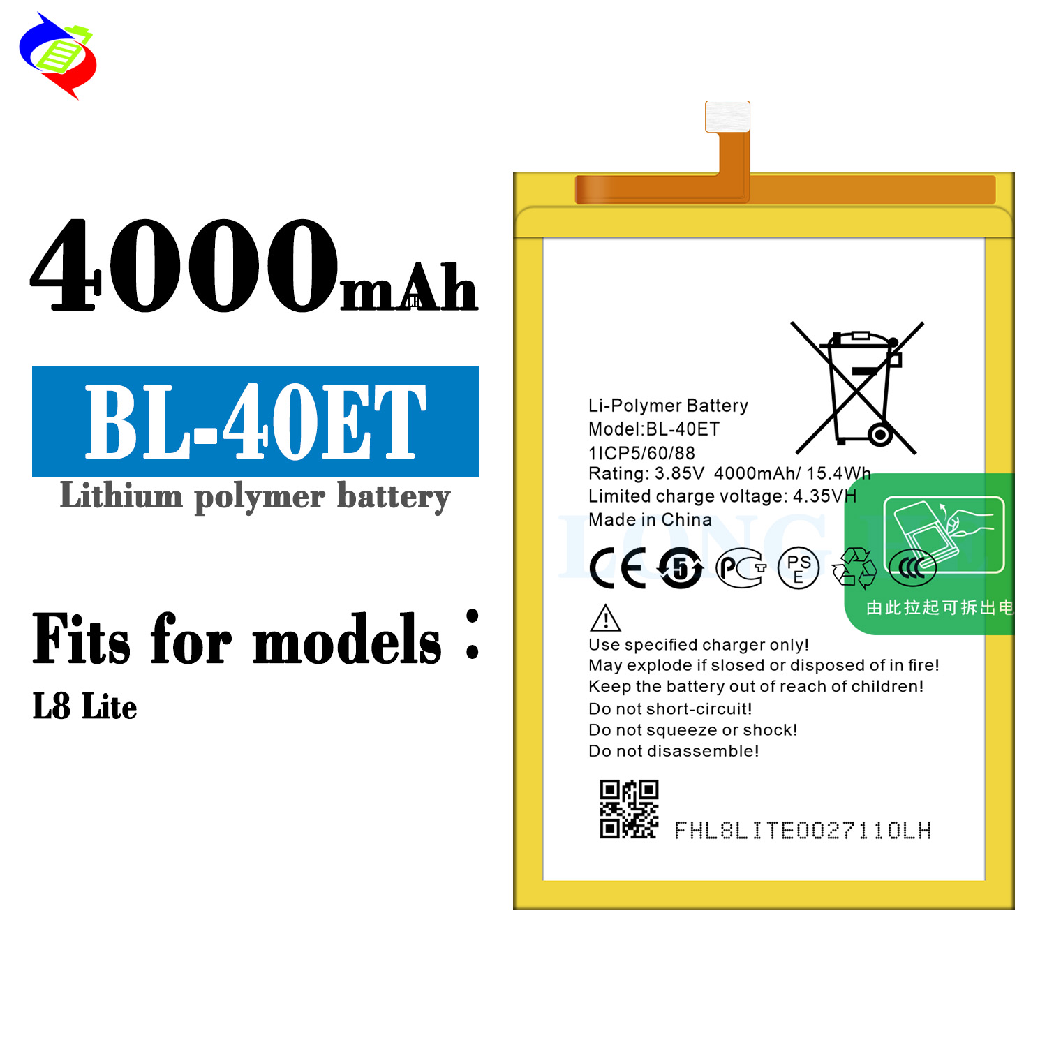 4000mAh BL-40ET Battery The Perfect Replacement for Tecno L8 Lite Mobile Phone Models