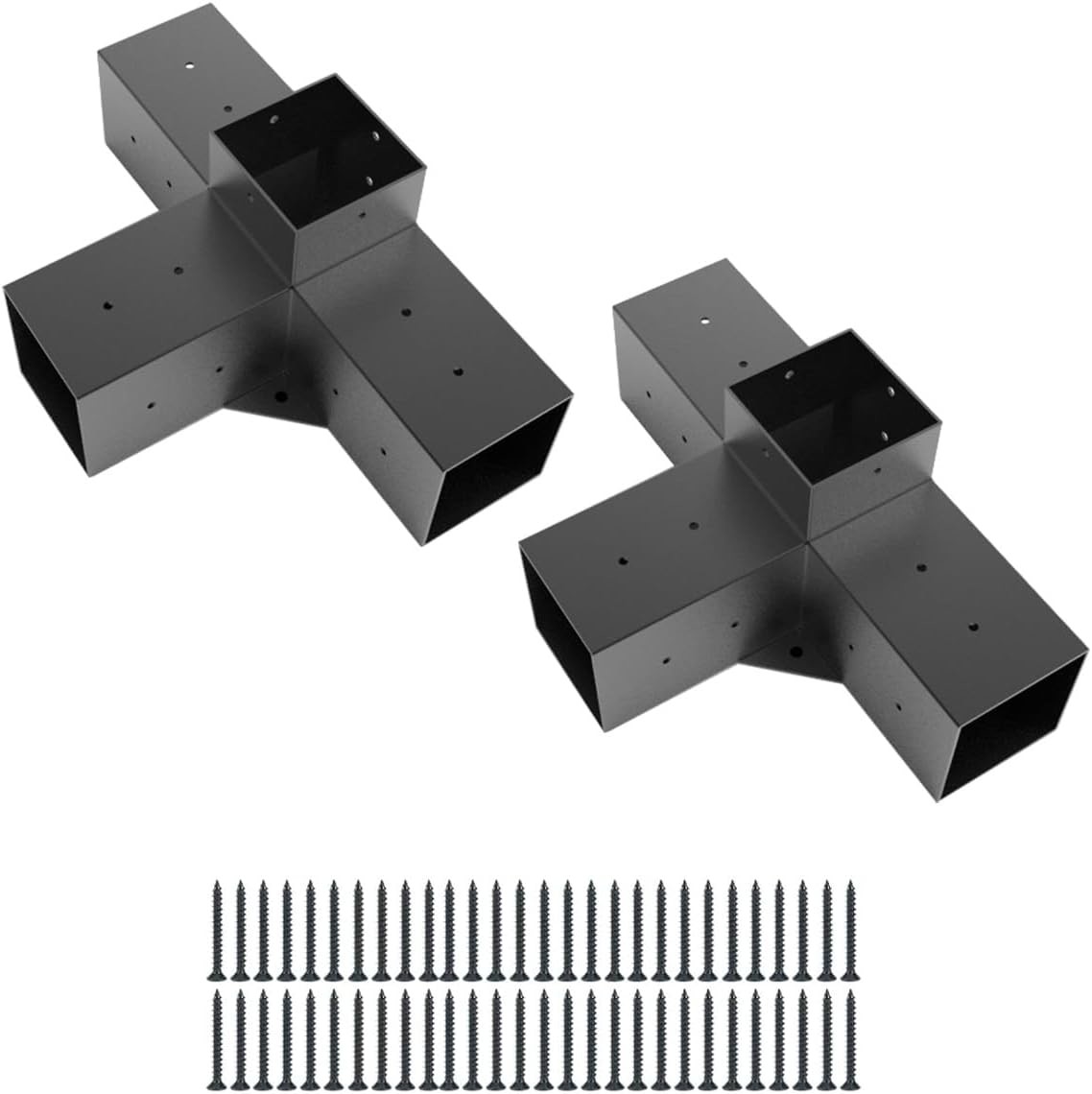 Sturdy and Stylish Black Steel black pergola brackets for UV Protection - 4 Pack