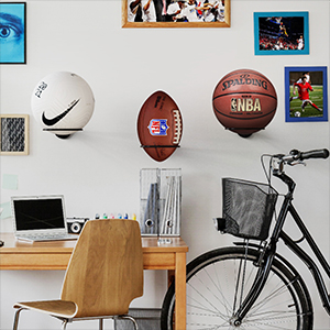Powder Coated Steel Ball Holder Wall Mount Display Rack Storage for Soccer and Basketball