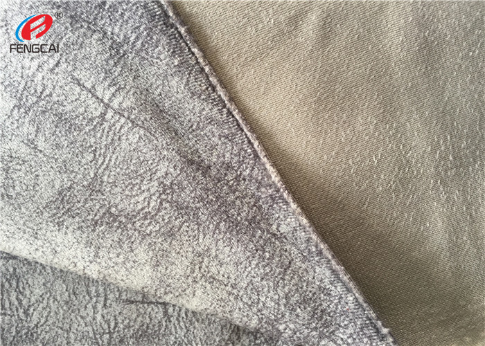 Upholstery 100% Polyester Brushed Fabric , Gray Printed Sofa Velvet Fabric