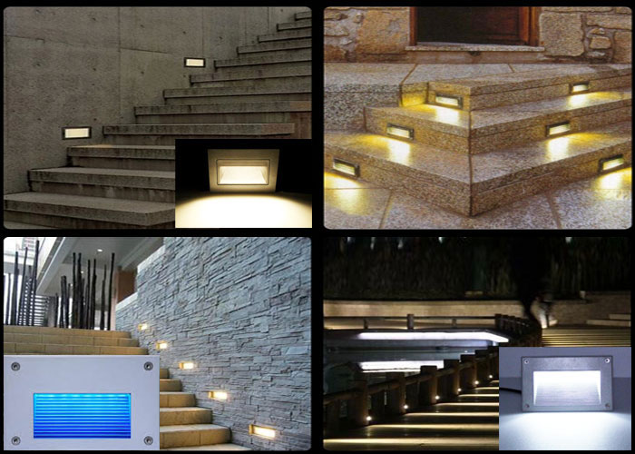 Square Led Mounted Wall Light Recessed 120 Degree Led Stair Lighting