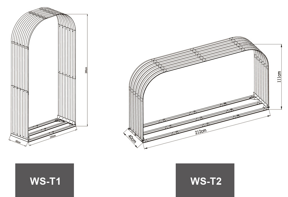 WS-T Series Garden Metal Shed RAL7016 0.6mm Fixed / Stable Structure for Wooden Storage