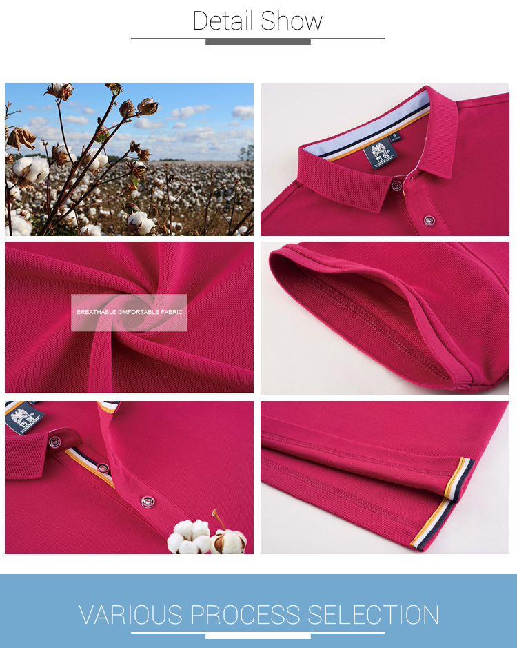 Embroidered Quick Dry Slim Fit Work Polo Shirts Cotton Plain Solid Color Classic Design