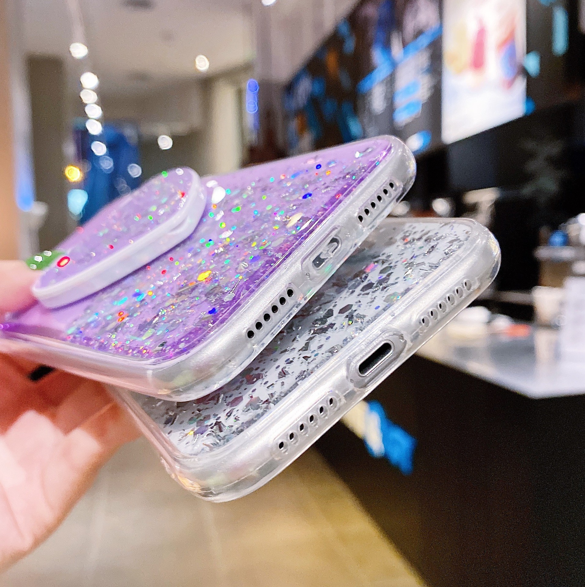 40grams Designer Cell Phone Cases Glitter With Makeup Mirror Kickstand