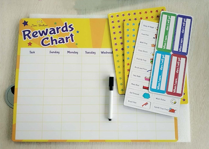 16 x 12 inches Interactive Magnetic Reward Chart with Dry Erase Board Customizable Design