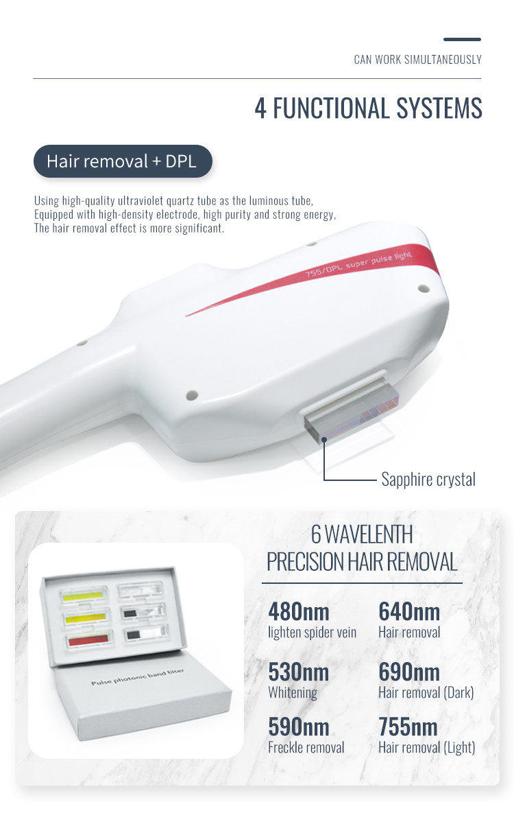 10 Pulse DPL Machine Yag Rf Crystal Hair Remover Laser Ipl Hair Treatment