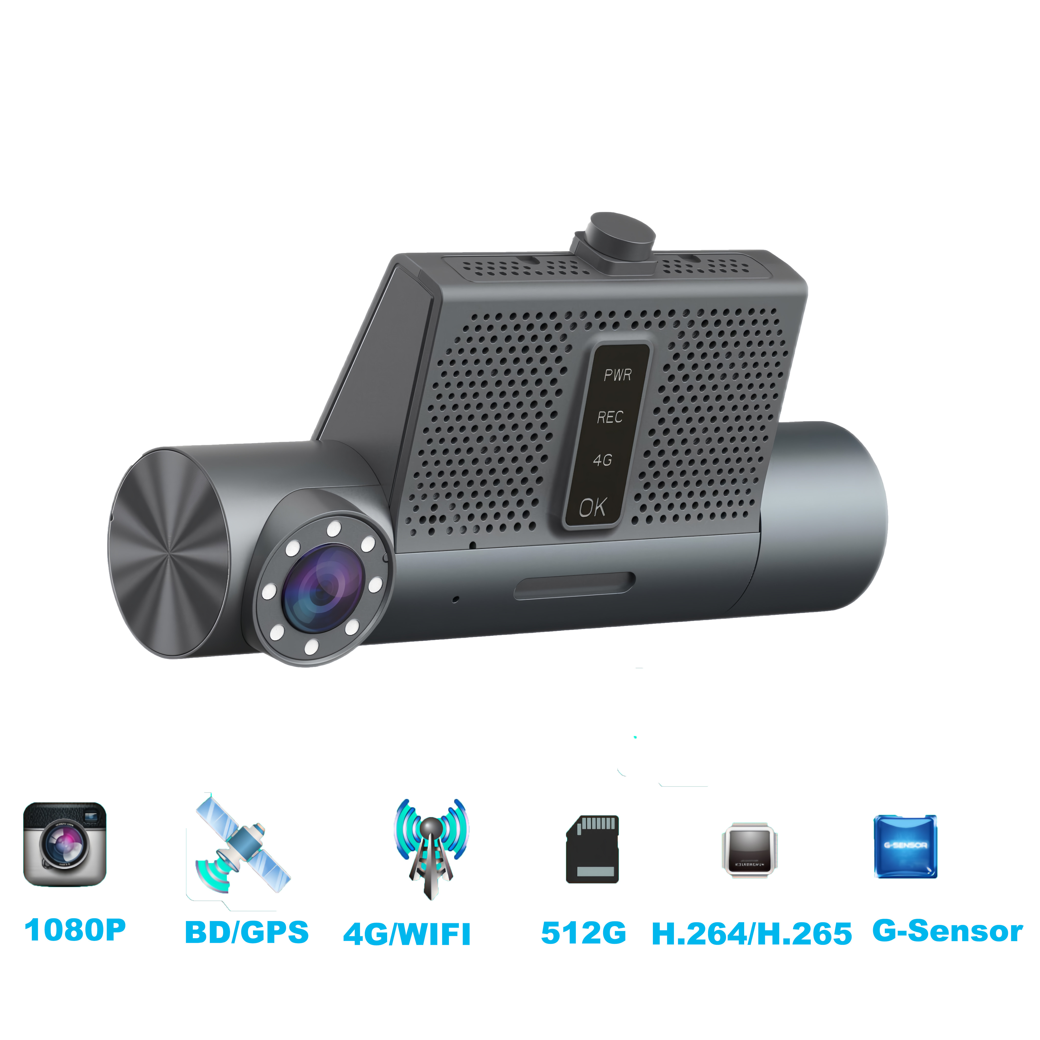 Windshield Dashcam Powerful AI Processor DMS Driving Behavior Analysis Is Optional