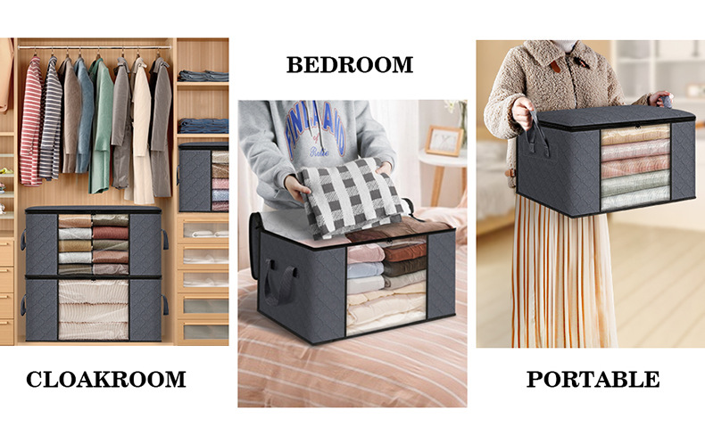 Non Woven Storage Box With Lids And Handle for Organizing Clothes Rectangle Load ＞10kg