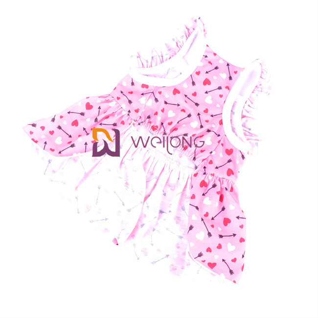 Good Elasticity Bow Digital Print Pet Skirt Breathable Poly Jersey 180G Custom Puppy Skirt