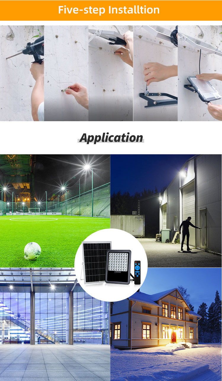 300w Outdoor Ip65 Solar Powered Flood Lights With Timer 2835 Smd Chips