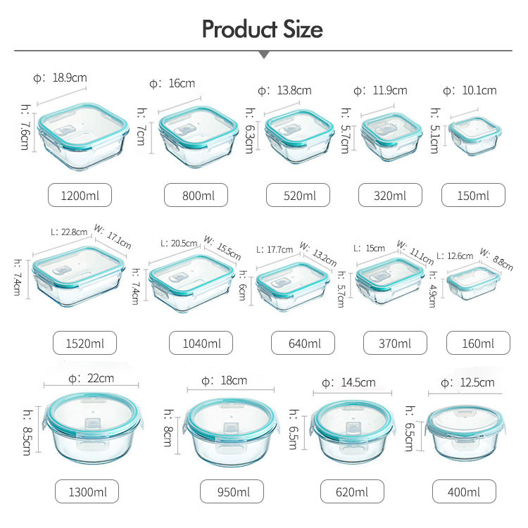 Microwave Oven Safe High Borosilicate Glass Lunch Box With Plastic Lid