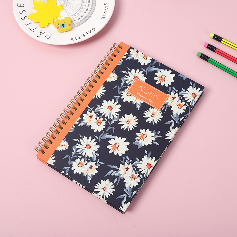 pocket size Thick Spiral Bound Notebook 105mm Length Flower Printed