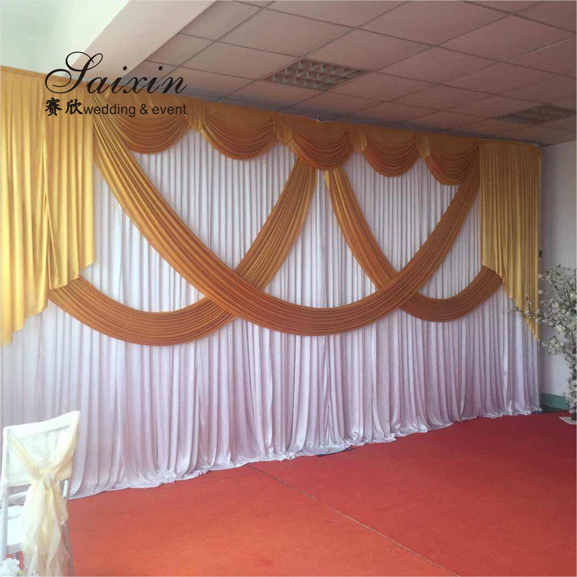 SX-388 Wholesale drape cloth curtains valance for wedding stage backdrop